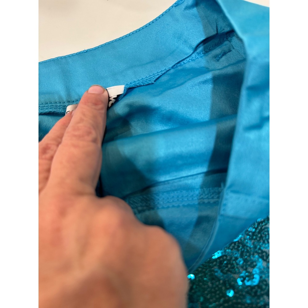 Fashion Nova Like To Party Sequin Mini Skirt Turquoise Blue Sparkly Size M NEW - Picture 11 of 12
